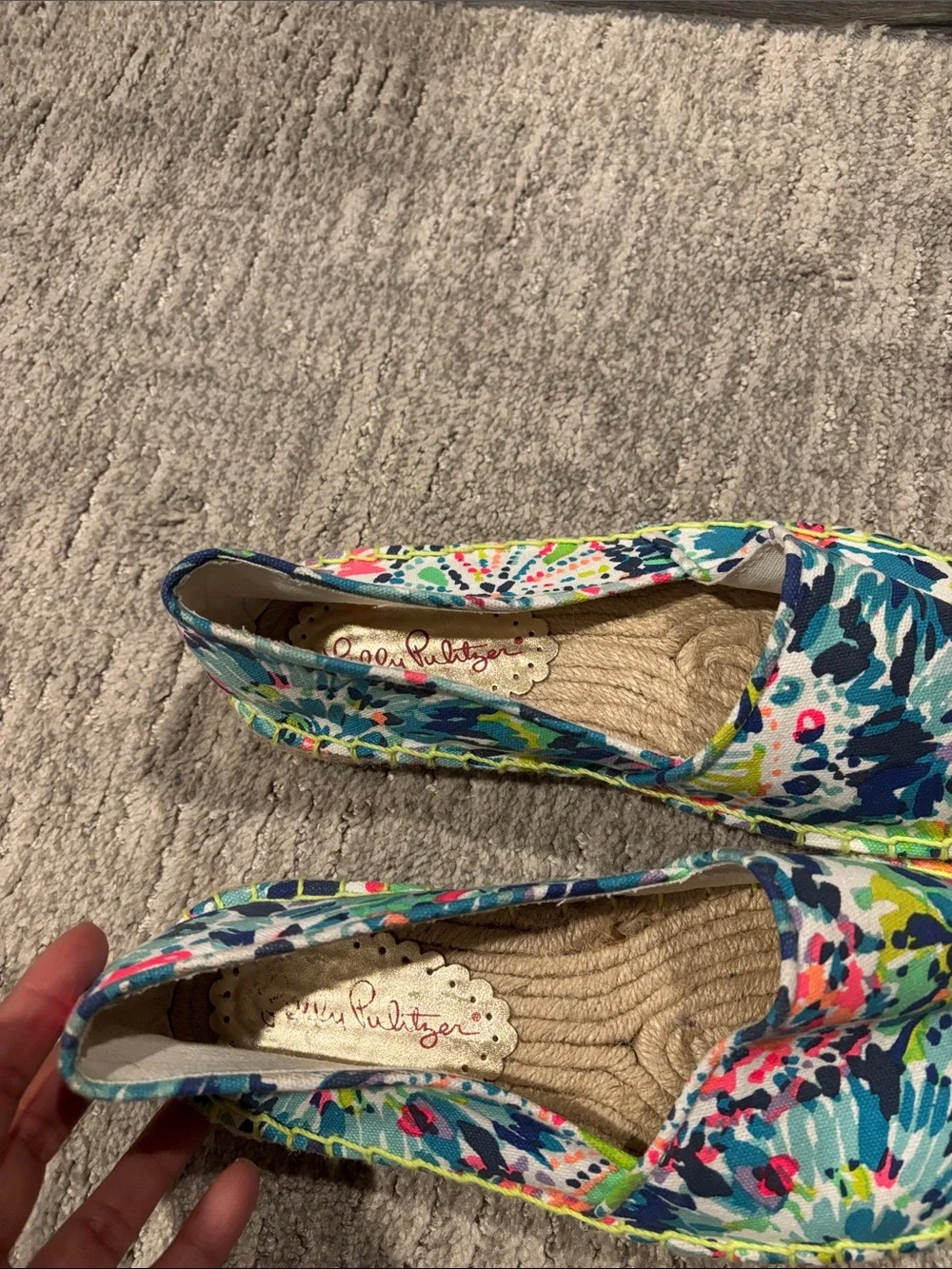 Lilly Pulitzer Floral Canvas Slip-On Espadrilles - Women's Blue Multi size 8
